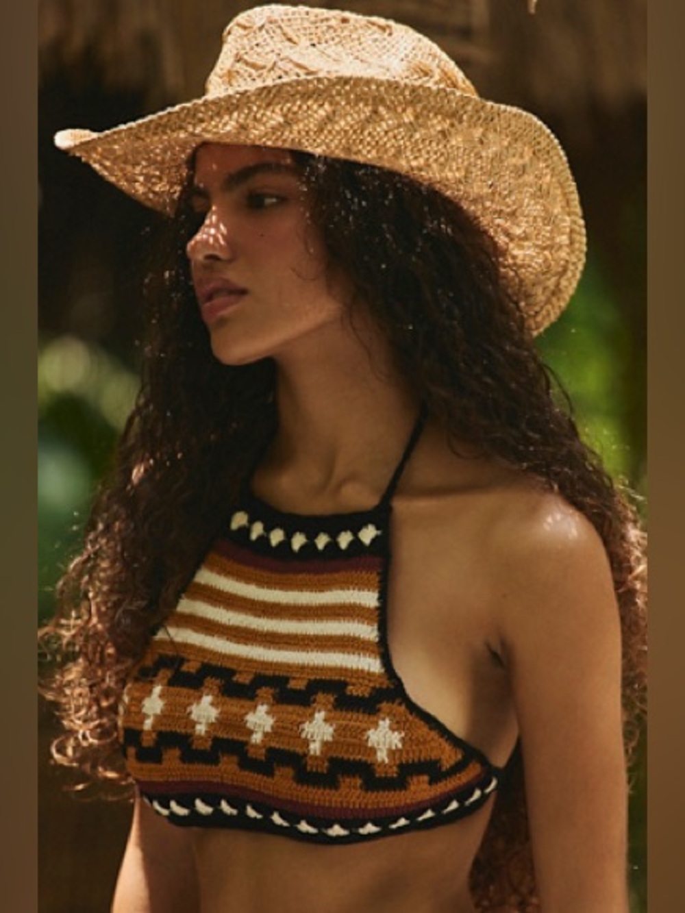 NWOT Anna Kosturova X Free People Handmade Halter Neck Crochet Bikini Top S